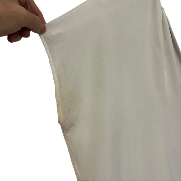 Vince Contrast Placket Blouse in Ivory & Black Small Silk Top Minimalist - Picture 14 of 15